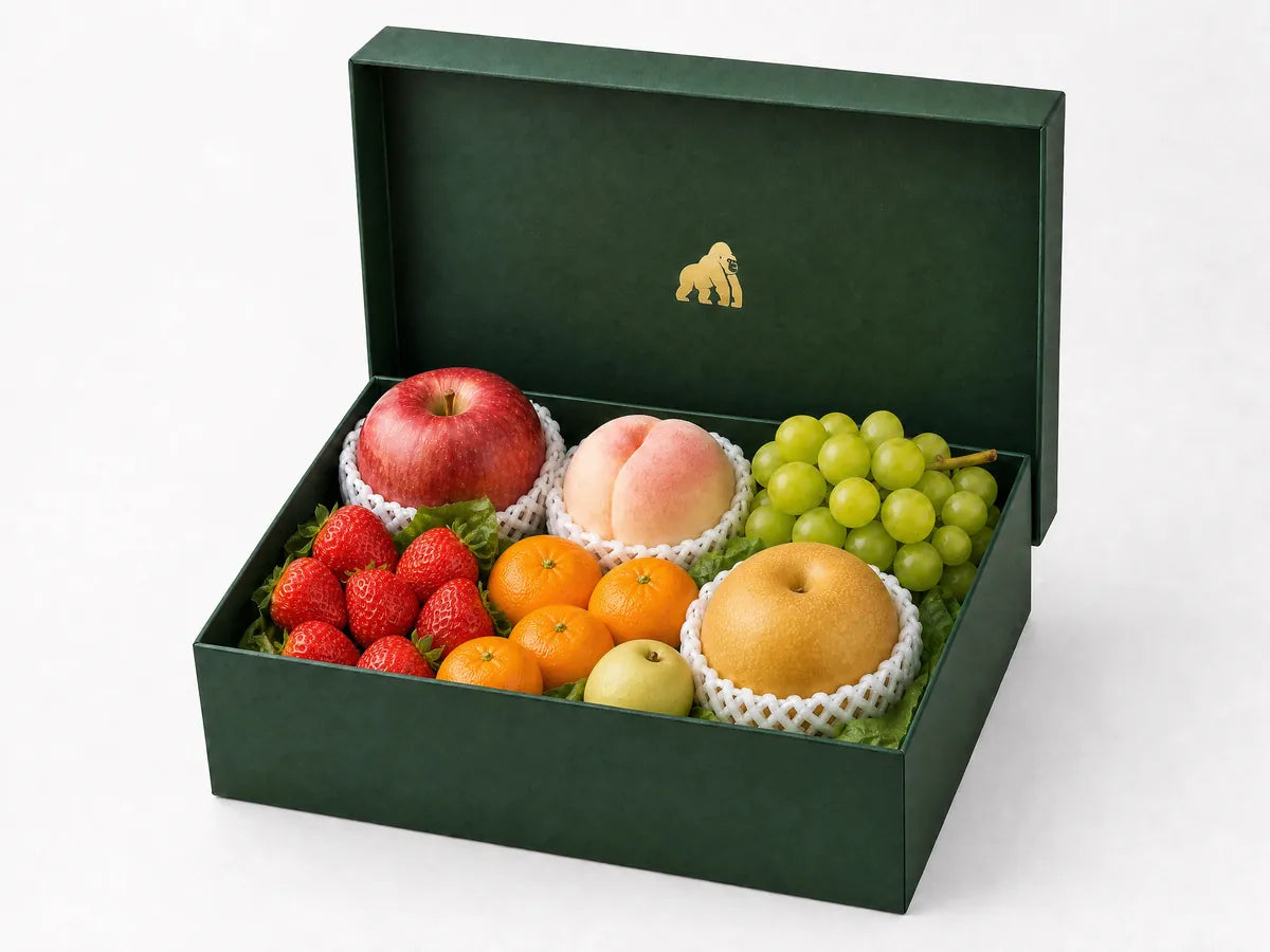 Green Gorilla Fruits Standard Low tier gift box with added pear and slightly higher density