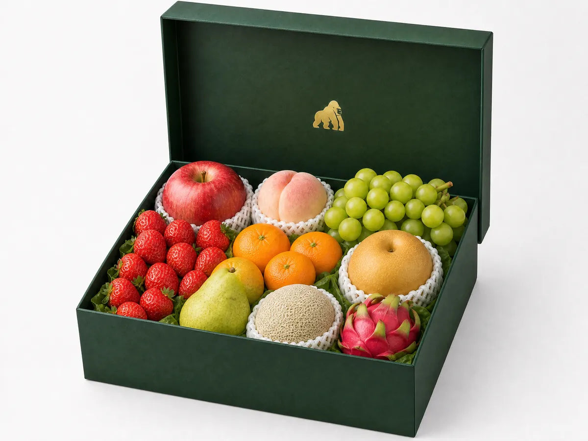 Green Gorilla Fruits Premium tier gift box with broader fruit variety and higher density